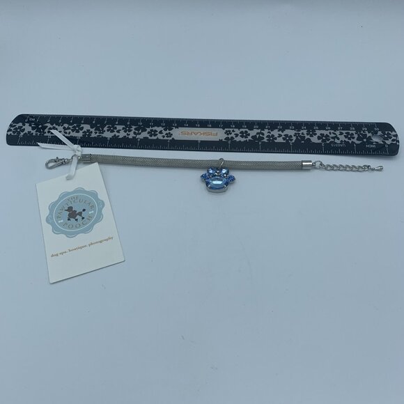 Blue Paw Crystal Necklace for Dogs - 140433 The Pawticular Pooch - Small - Picture 2 of 2